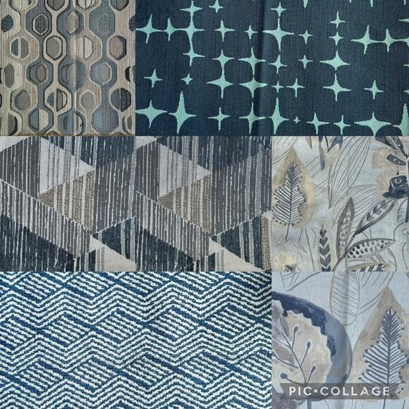 Upholstery Fabric squares 18" x 20" blue gray beige palette multi patterns - Picture 1 of 9